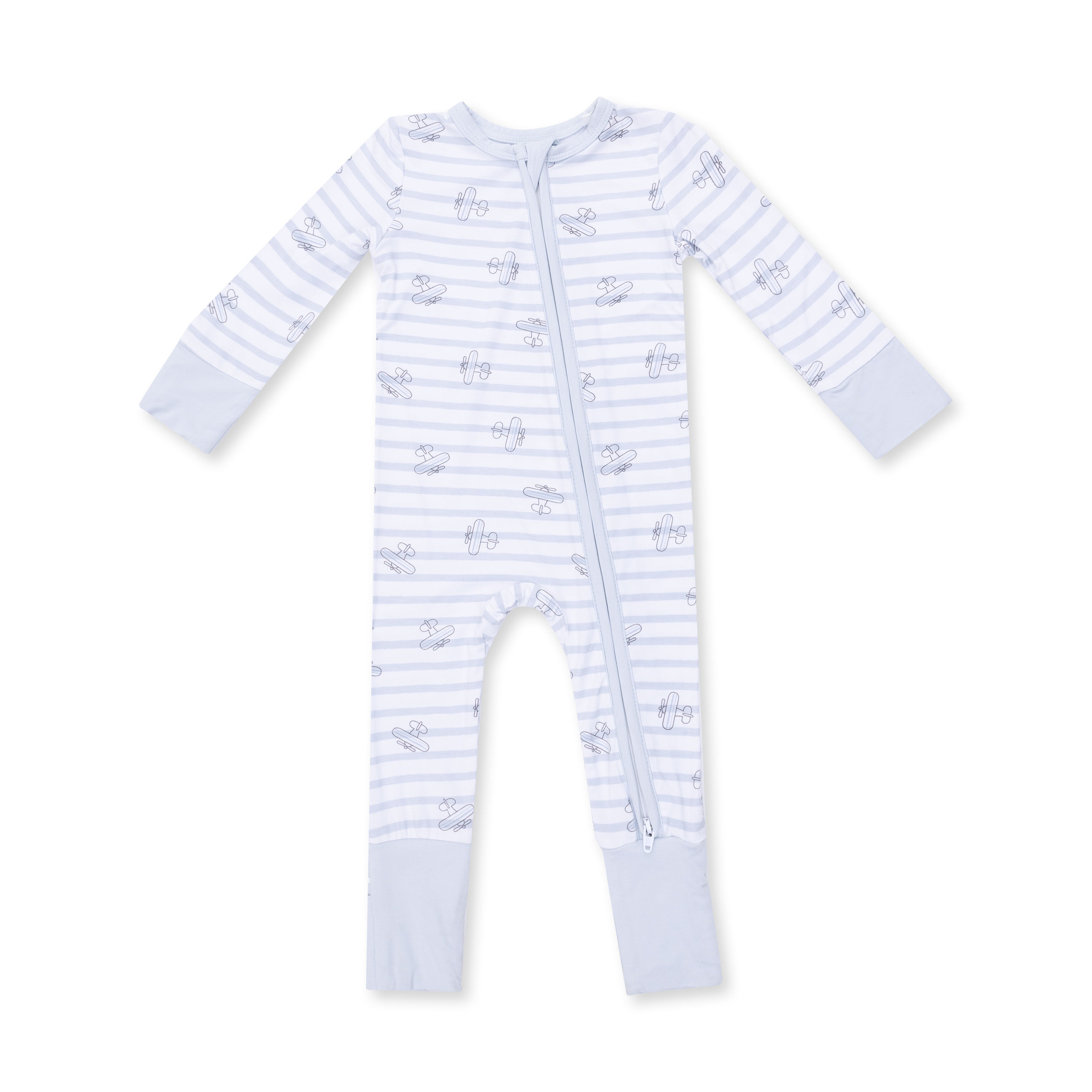 Angel Dear Airplane Stripe 2 Way Zipper Footie