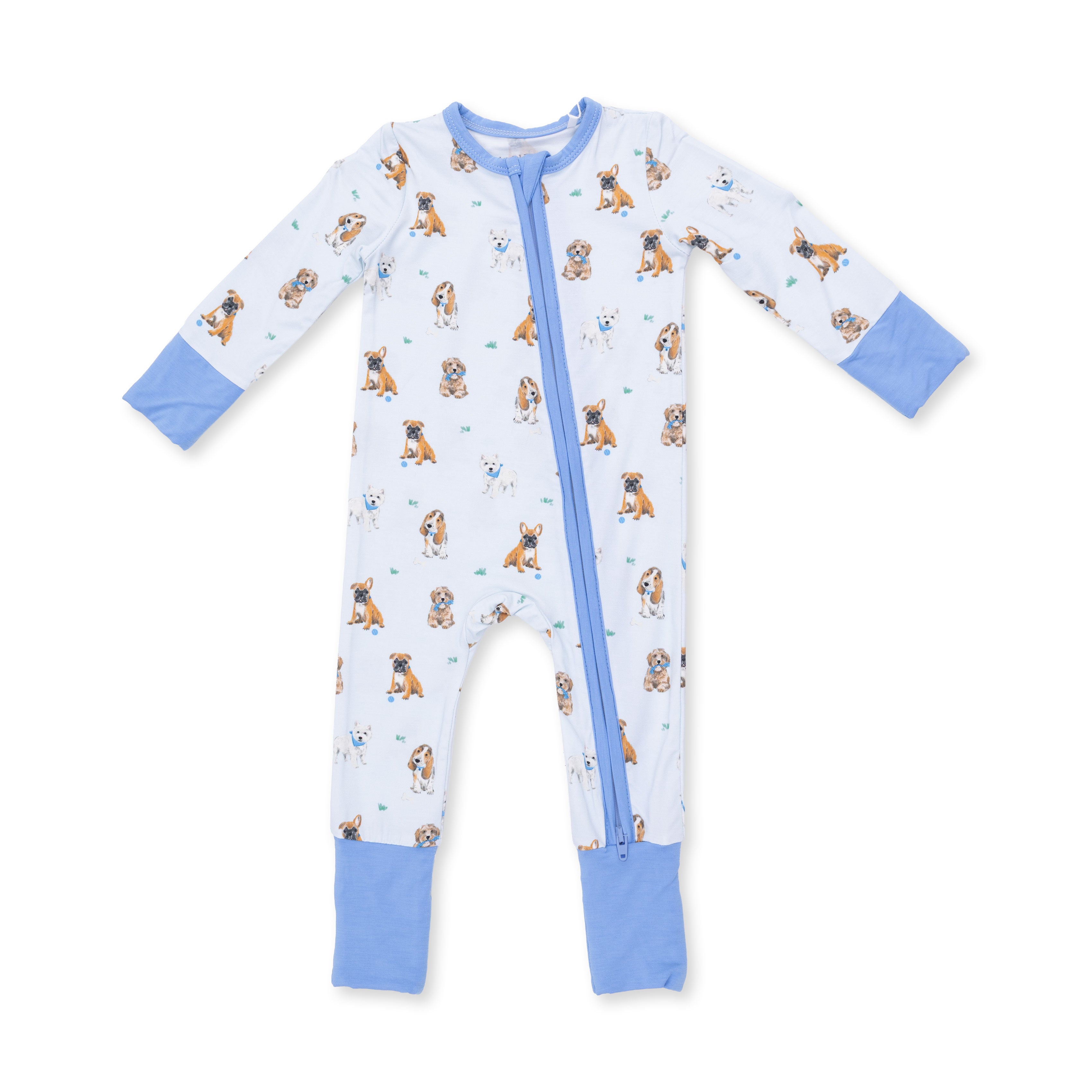 Angel Dear | Bestie Dogs Blue 2 Way Zipper Footie