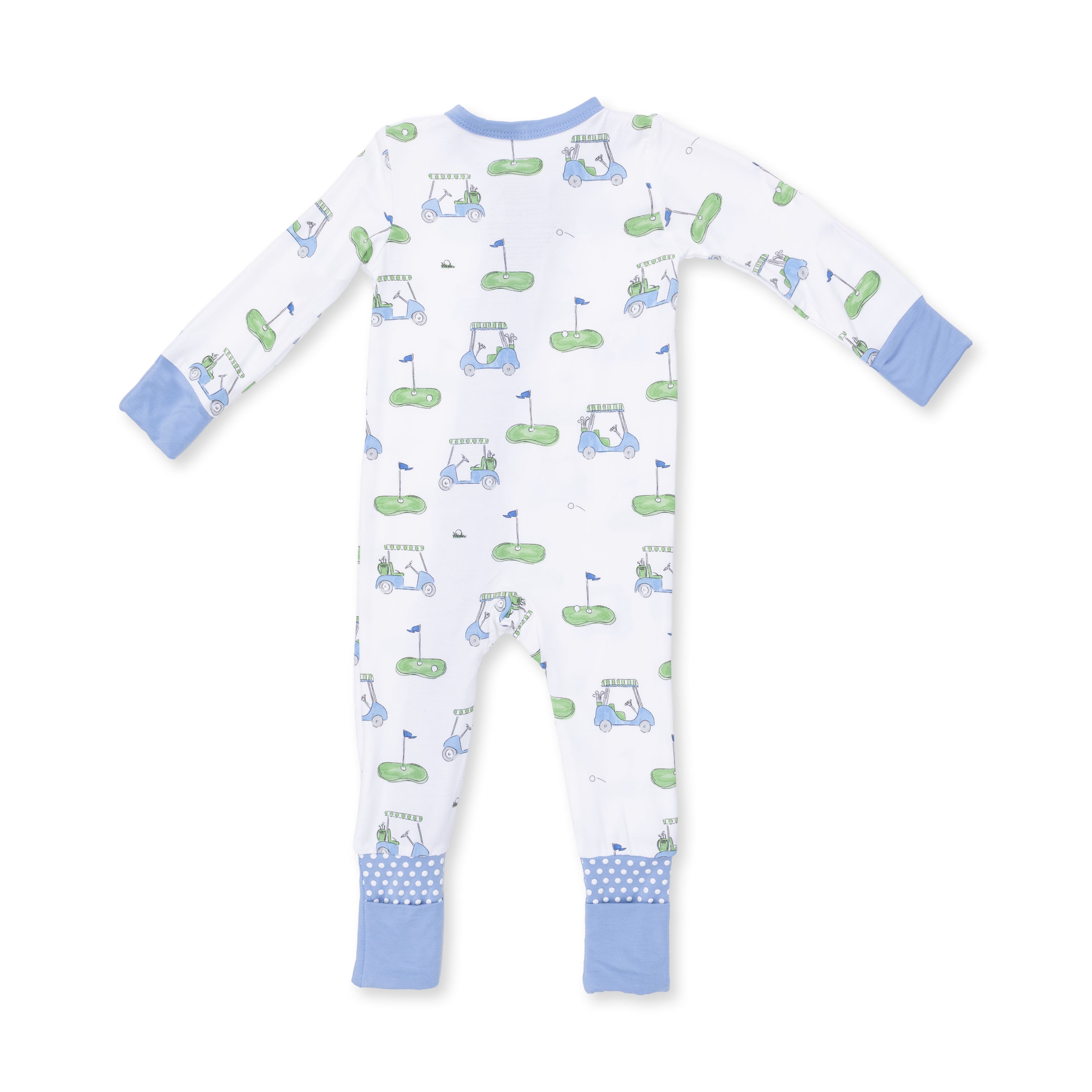 Angel Dear | Golf Carts Blue 2 Way Zipper Footie