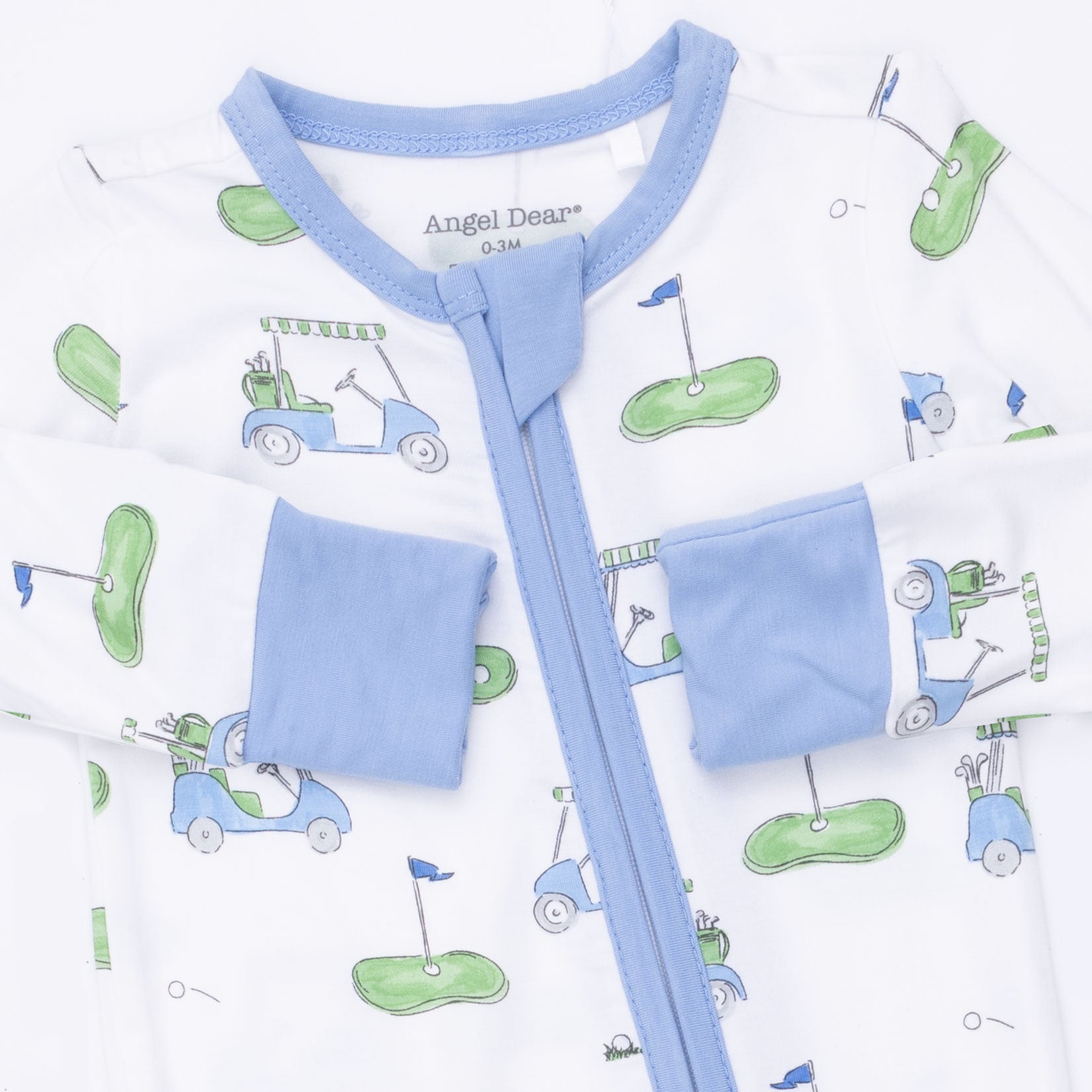 Angel Dear | Golf Carts Blue 2 Way Zipper Footie