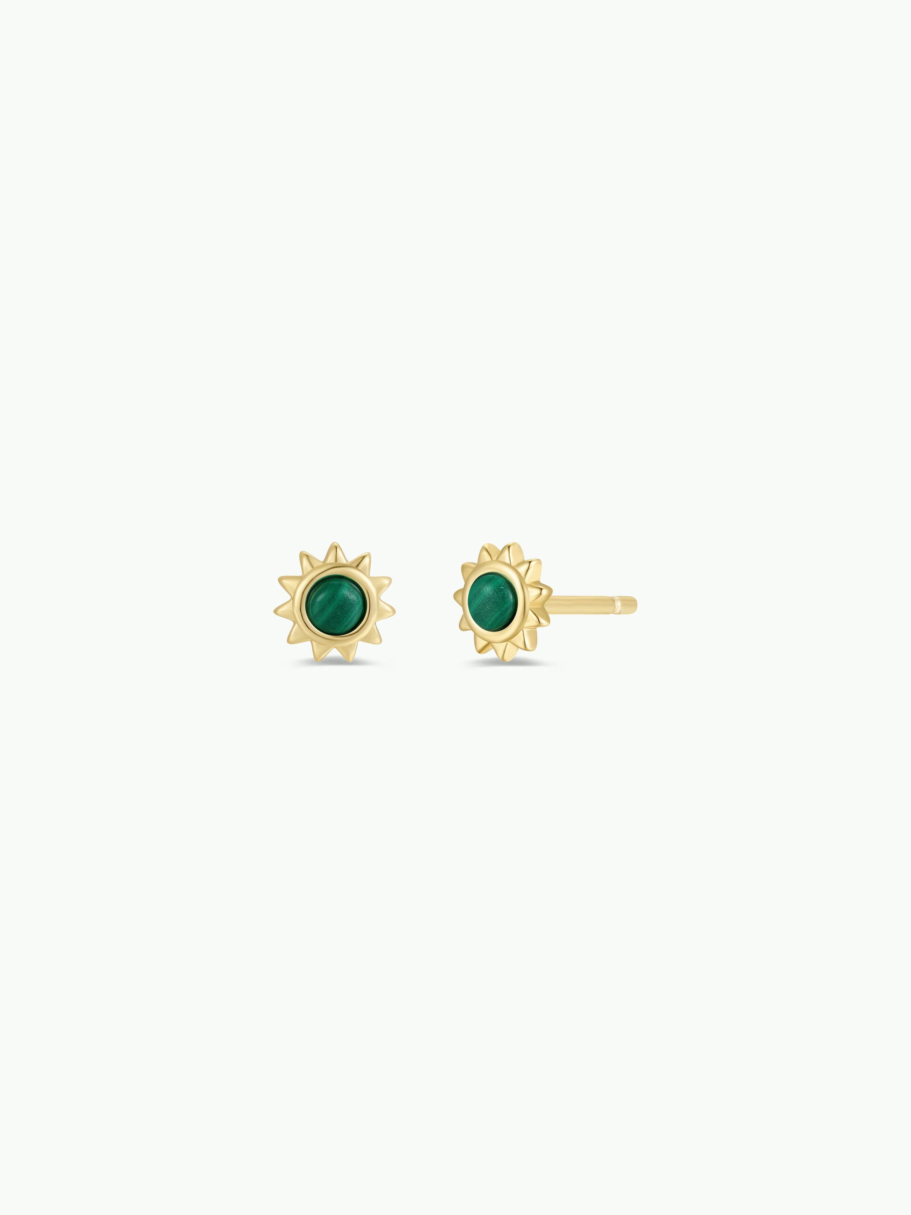 Sun Stud - Malachite - Earrings