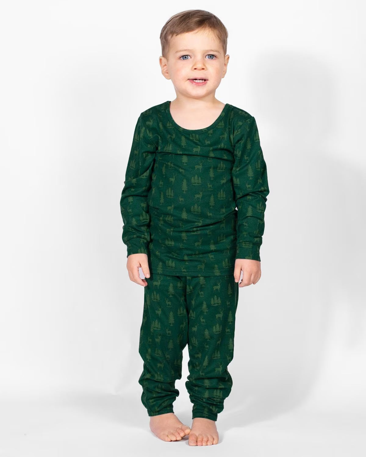 Kid's Woodsy Deer Long Sleeve Pajamas