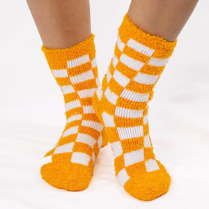 Royal Standard | Women's Checkerboard Snuggle Socks - Orange / White