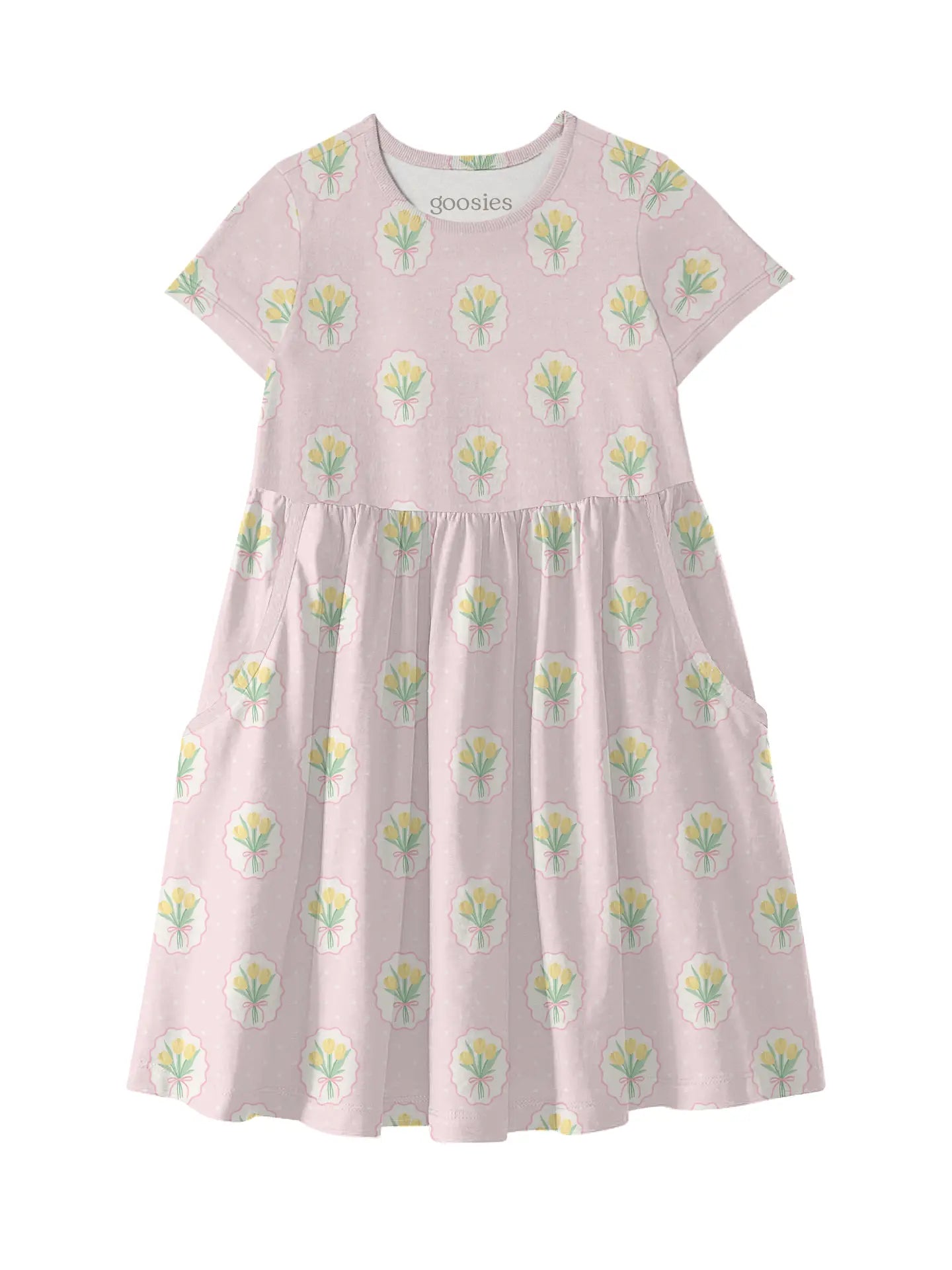 Fancy Tulips Short Sleeve Pocket Dress