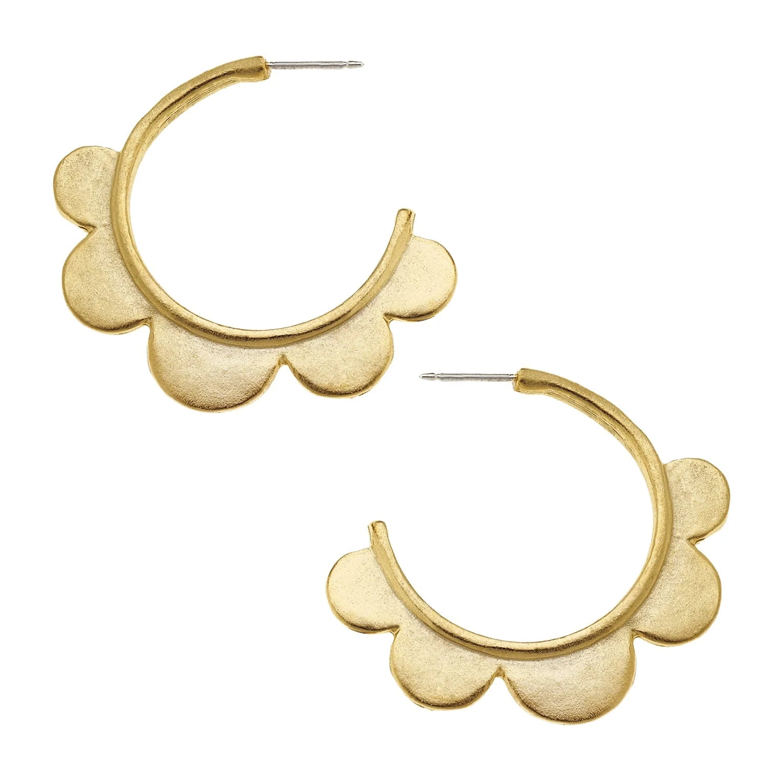 Gold Scallop Hoop Earrings