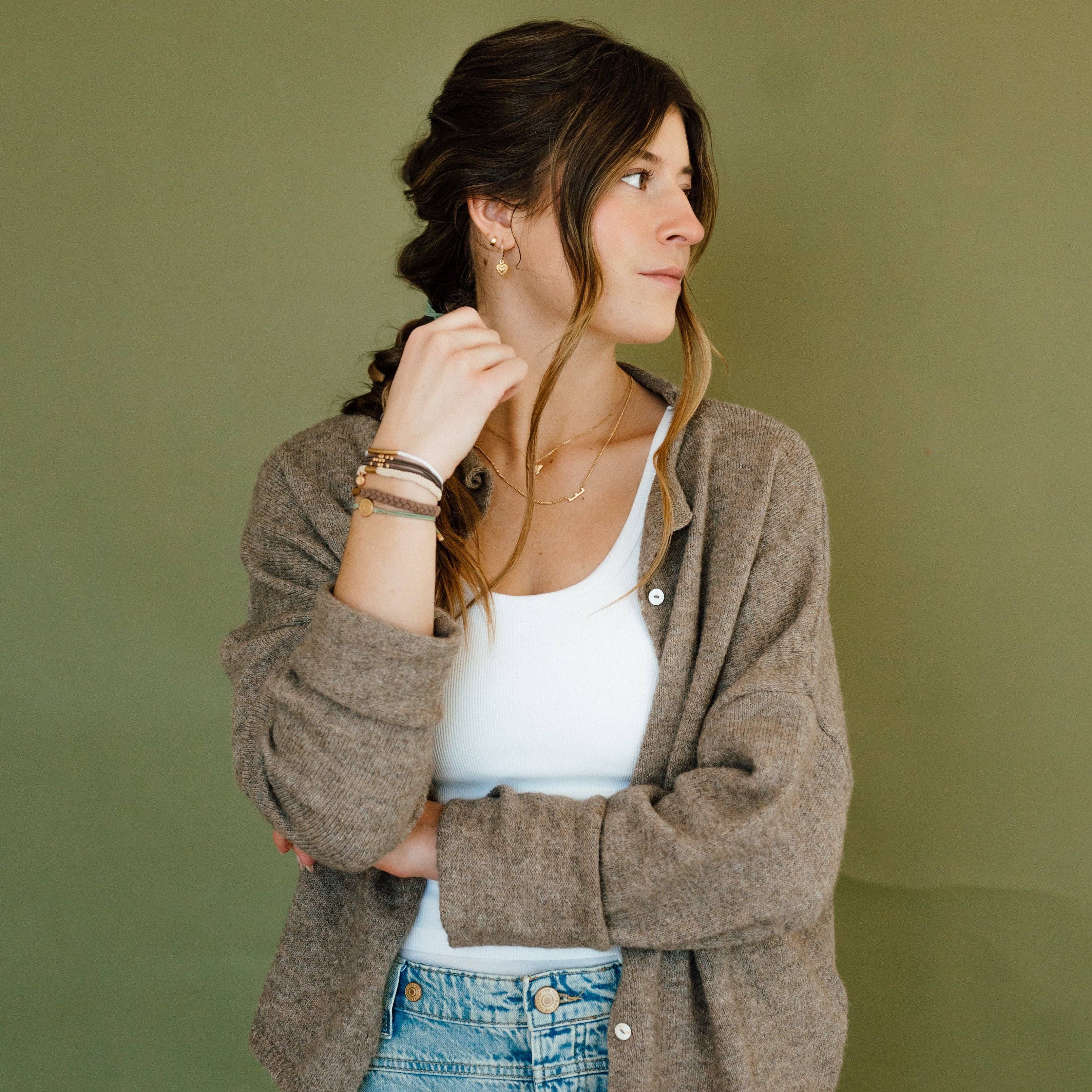 "Climb" Natural Colors with Gold Mountain Accent hair Tie Bracelets