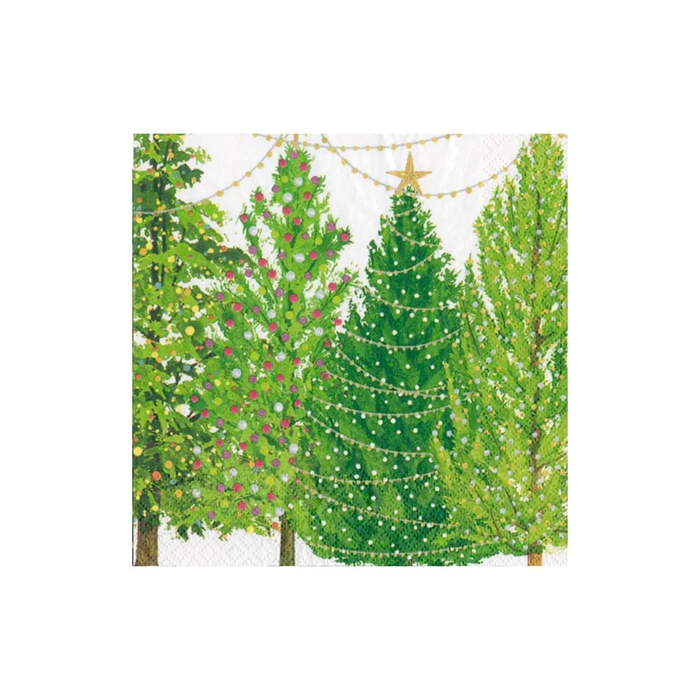 CHRISTMAS TREES WITH LIGHTS COCKTAIL NAPKIN
