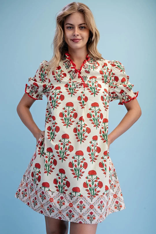 Ophelia Red Floral Dress