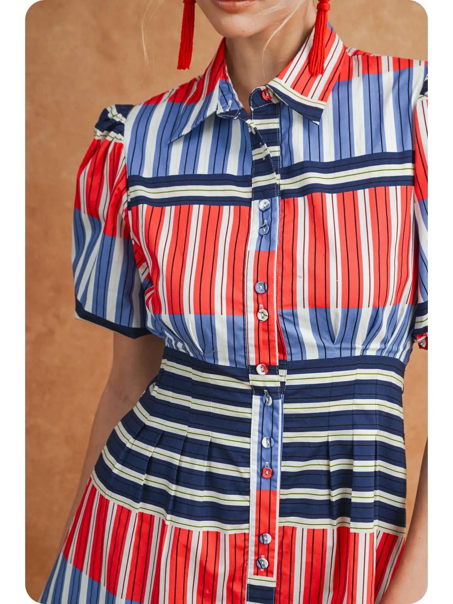 Lila Color Block Striped Mini Dress