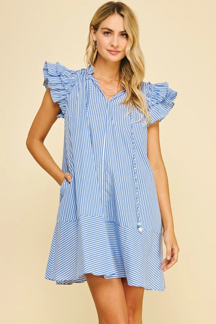 Pinch | Stripe V-Neck Mini Dress