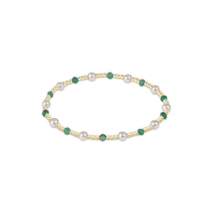 eNewton |  Gemstone Gold Pearl Sincerity Pattern 3mm Bead Bracelet -Gemstones