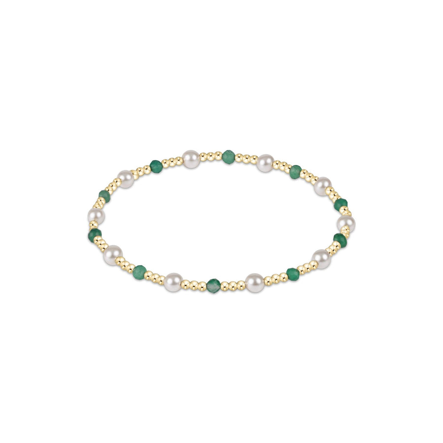 eNewton Extends |  Gemstone Gold Pearl Sincerity Pattern 3mm Bead Bracelet -Green Onyx