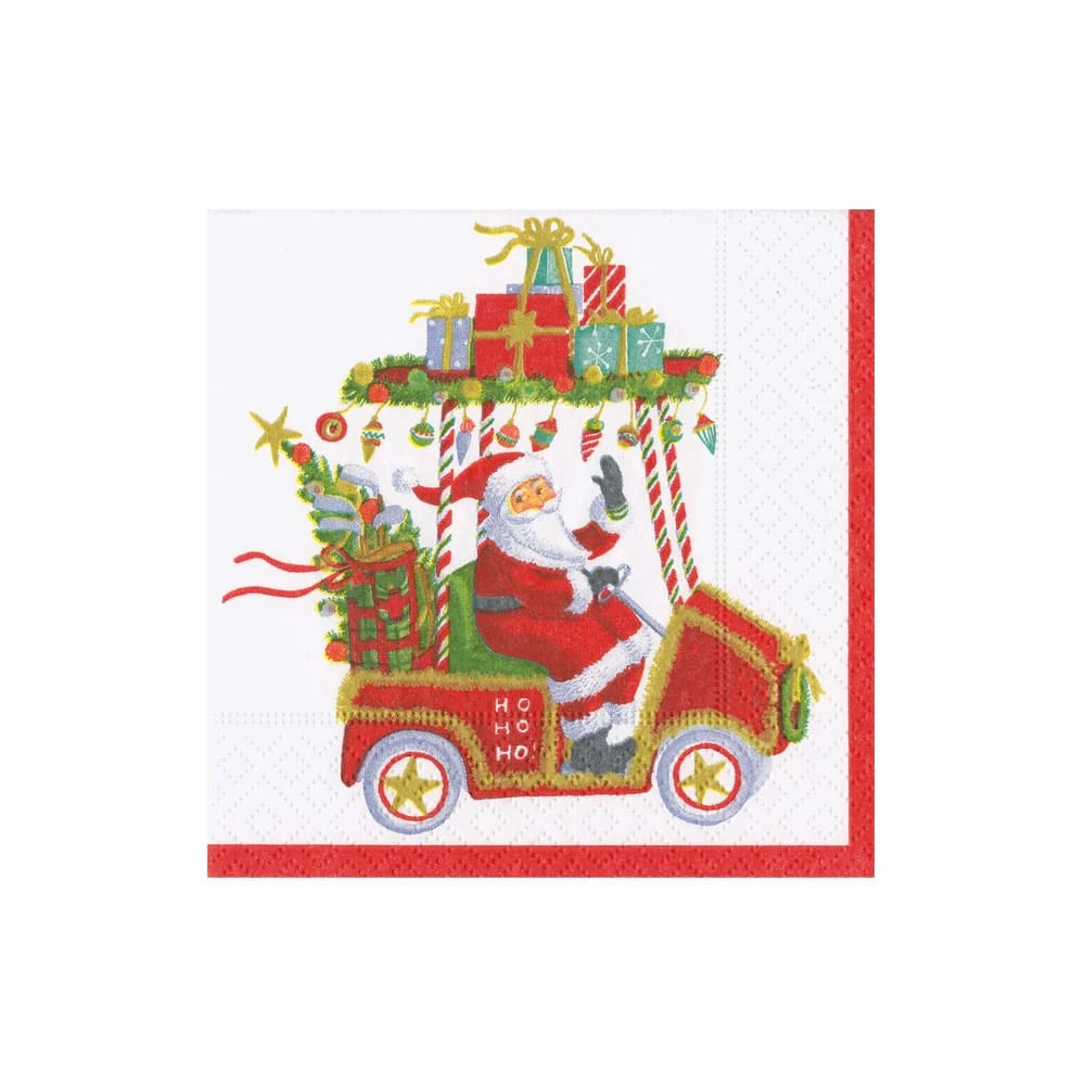 SANTA'S GOLF CART COCKTAIL NAPKIN