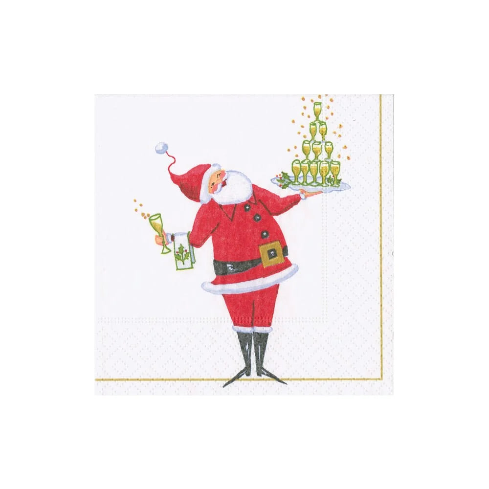 SANTA SERVING DRINKS COCKTAIL NAPKIN