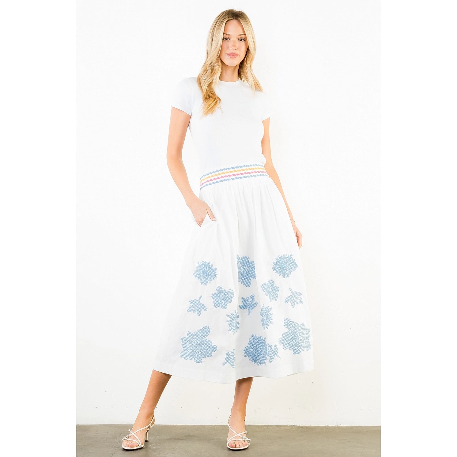 Michelle Embroidered White Maxi Skirt