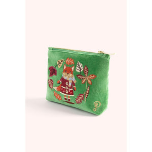 Powder Designs | Velvet Embroidered Mini Zip Pouch w/ Cosy Fox