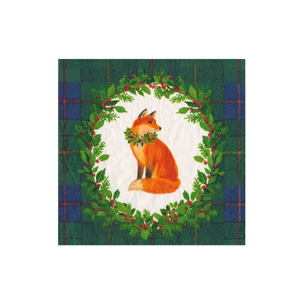 TARTAN FOX COCKTAIL NAPKIN