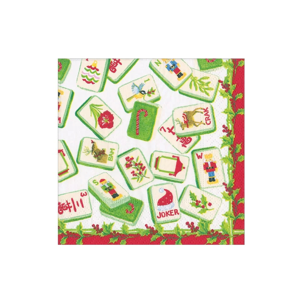 CHRISTMAS MAHJONG COCKTAIL NAPKIN