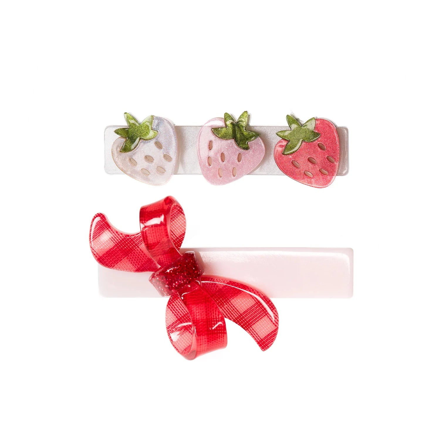 Strawberry Pink Shades & Checkered Bow Hair Clip Set