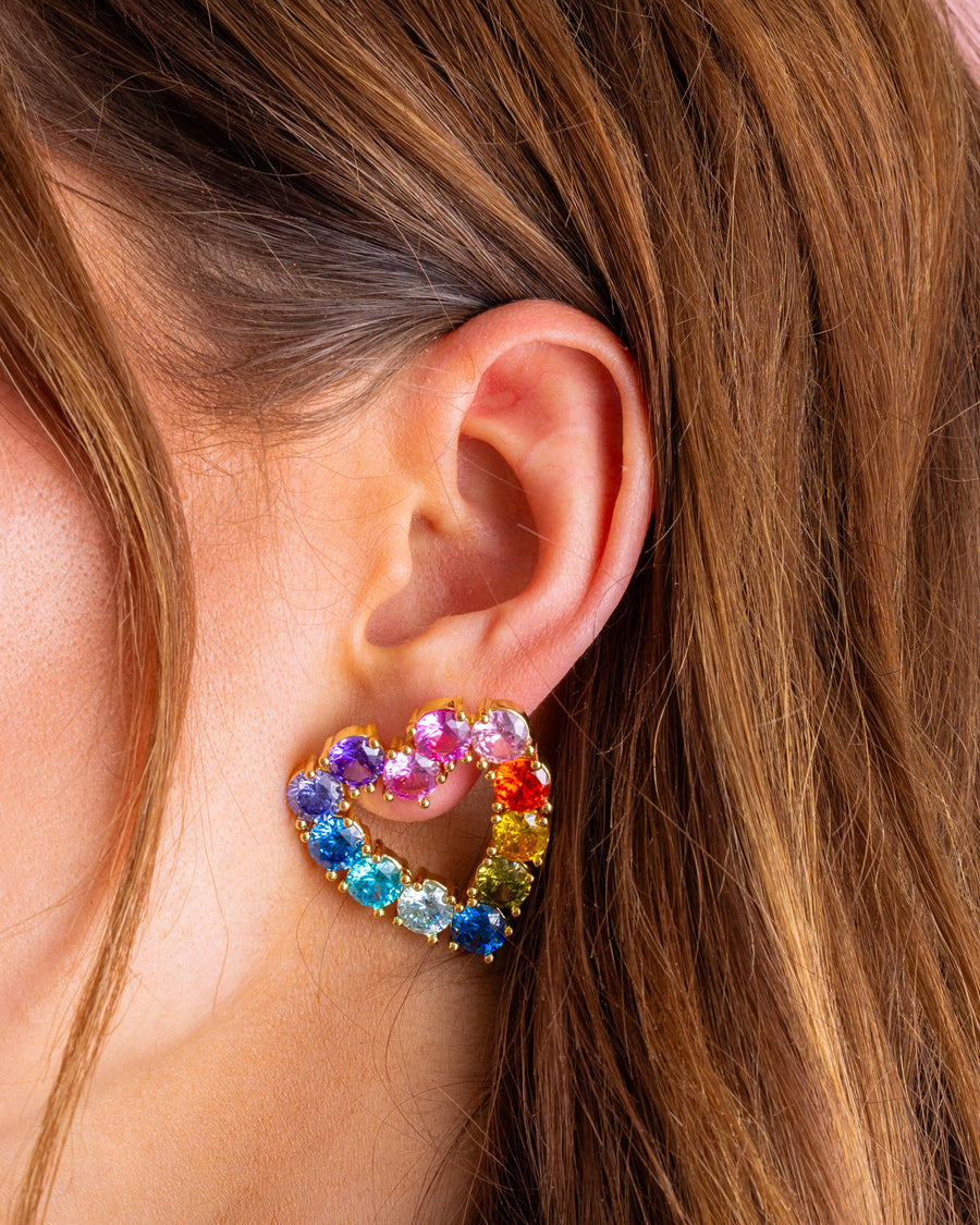 Katie Hearts w/ Colorful Gems Earrings