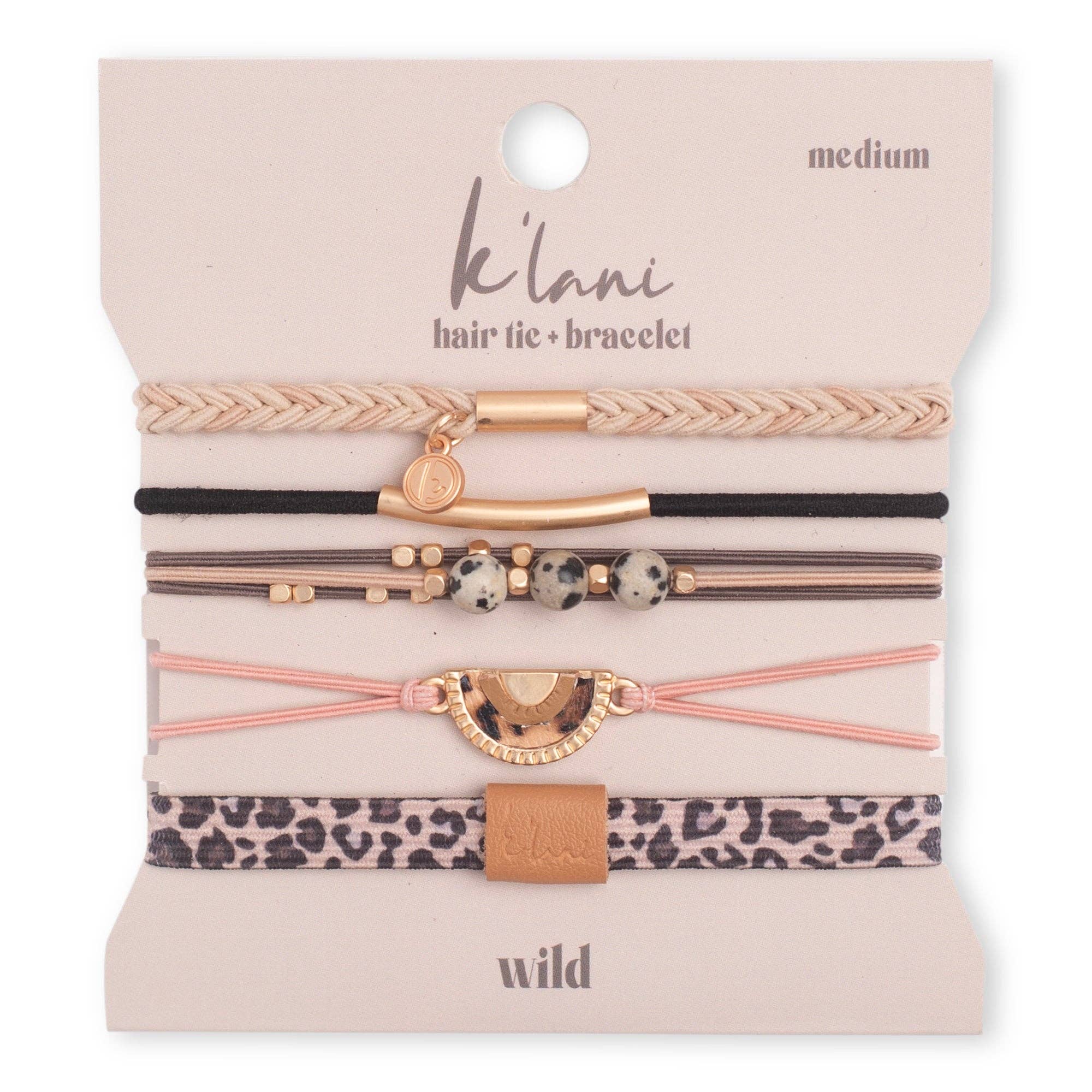 "Wild" Animal Print with Pink Accent Hair Tie Bracelets