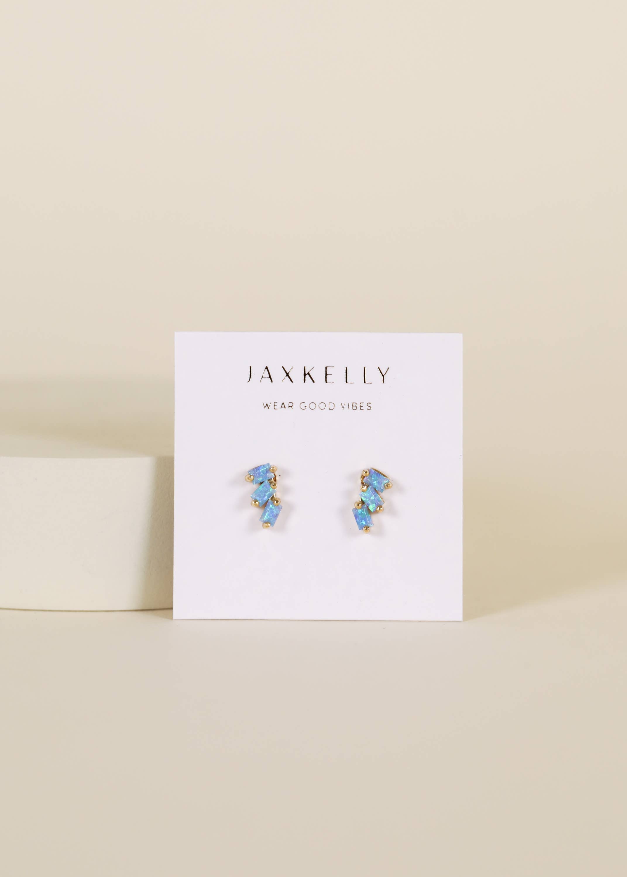 Offset Trio - Fire Opal - Gold Earrings