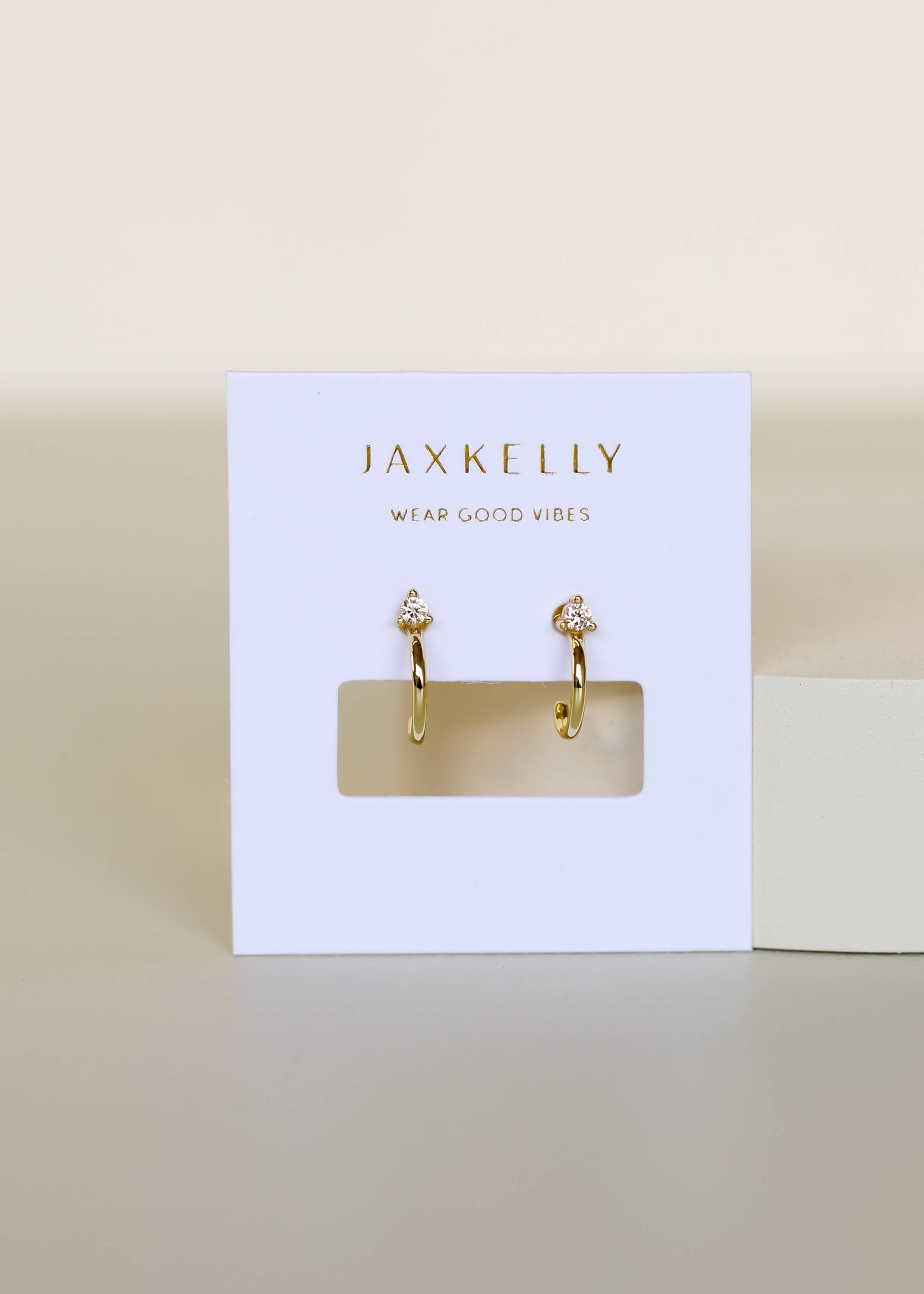 Open Mini Hoop - Champagne CZ - Gold Earrings