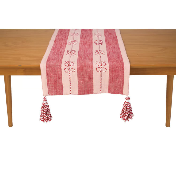 Red Peppermint Bow Table Runner