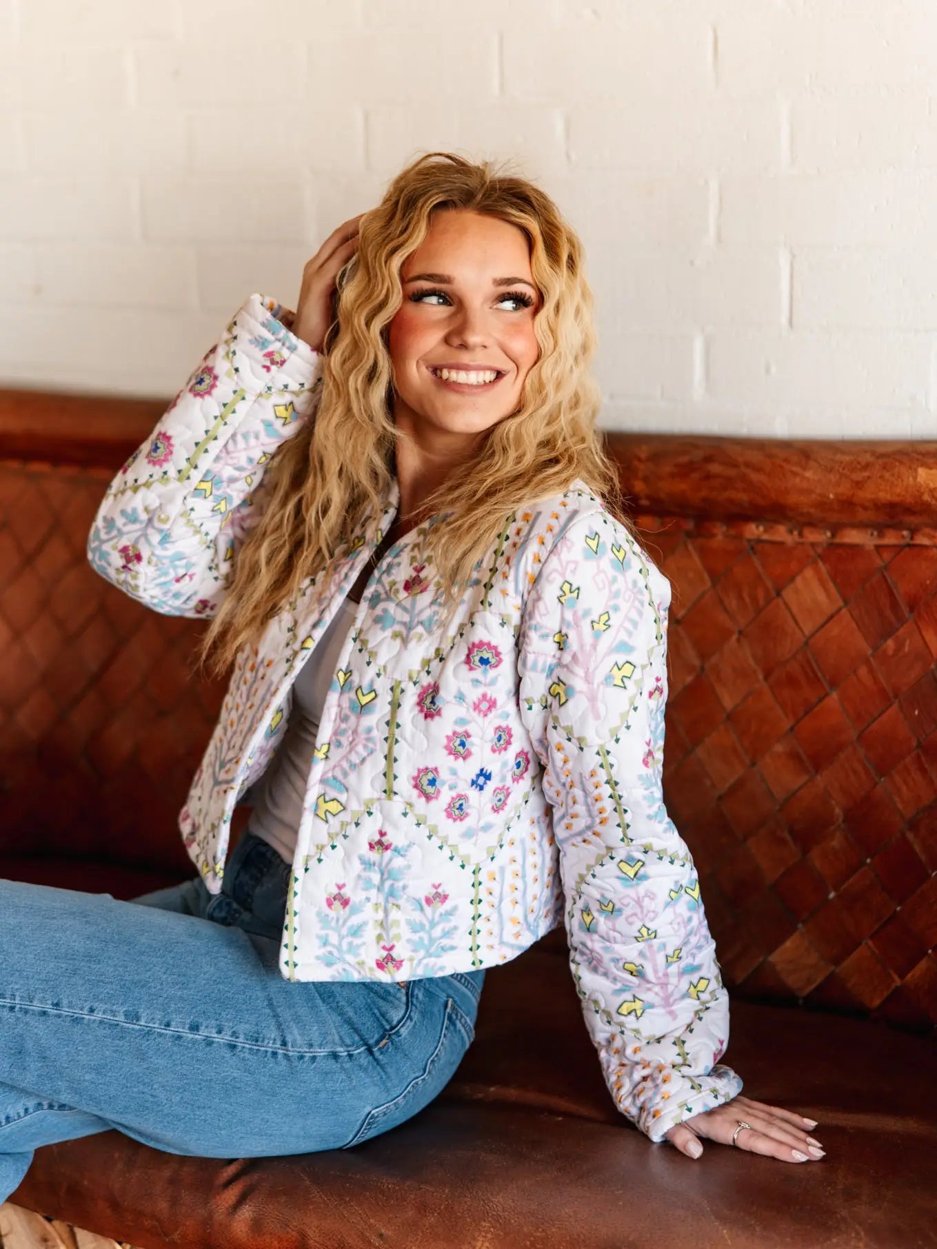 Quilted Cropped Jacket - Tavi White