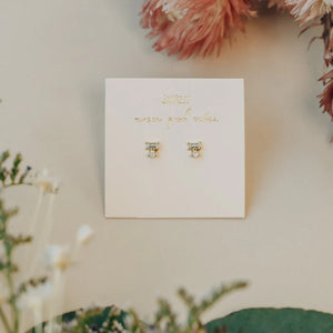 JAXKELLY |Double Stud Stack - White CZ - Gold Earrings