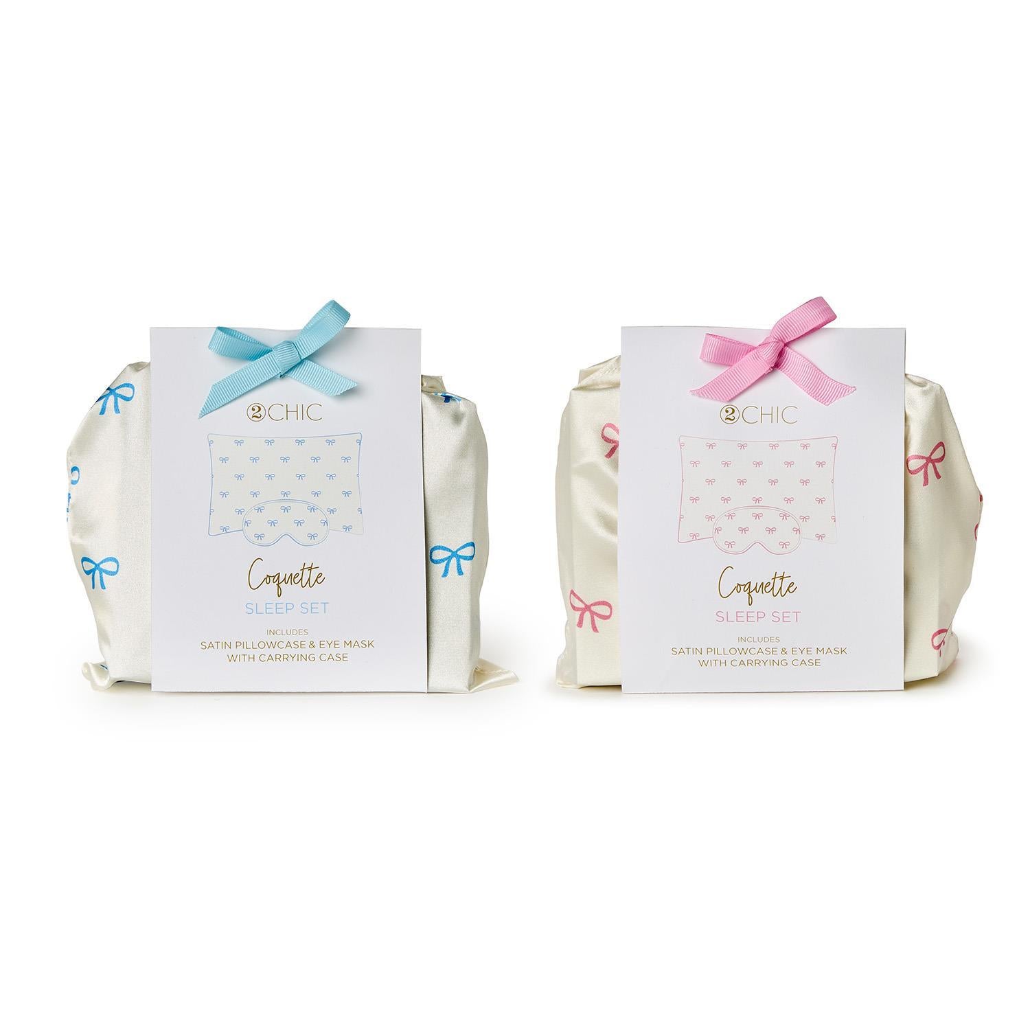 Two's Company Coquette Satin Pillowcase and Eye Mask