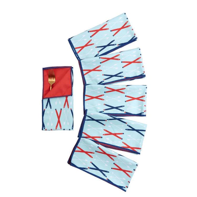 ROCKFLOWERPAPER | Ski Time blu Dinner Napkin