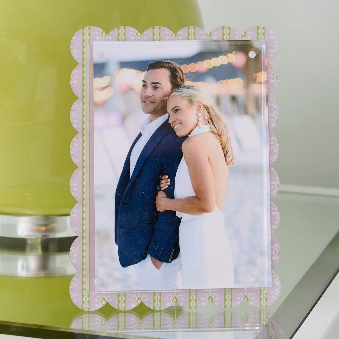 Rosemary Stripe Pink Scalloped Acrylic Picture Frame