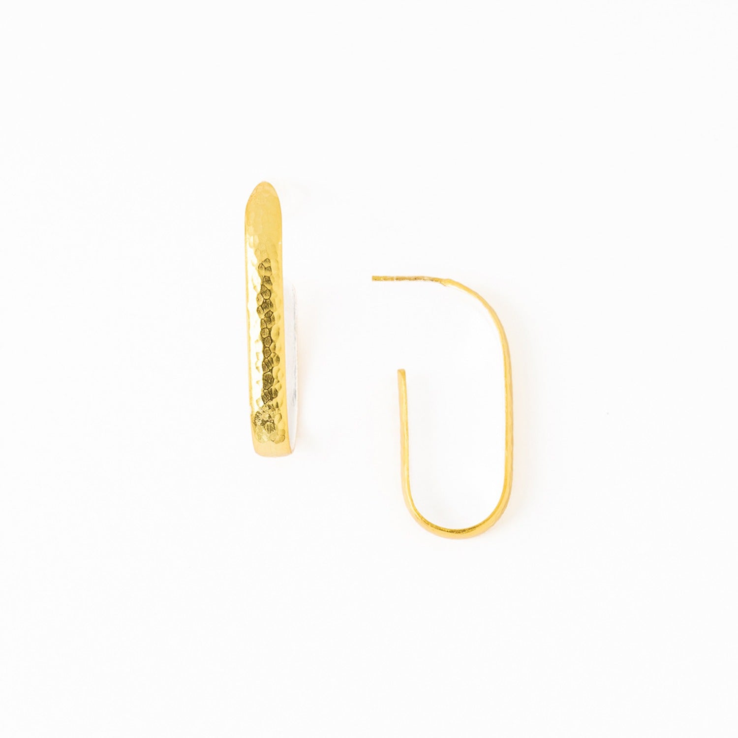 Hallie Brass Hammered Hoop Earring