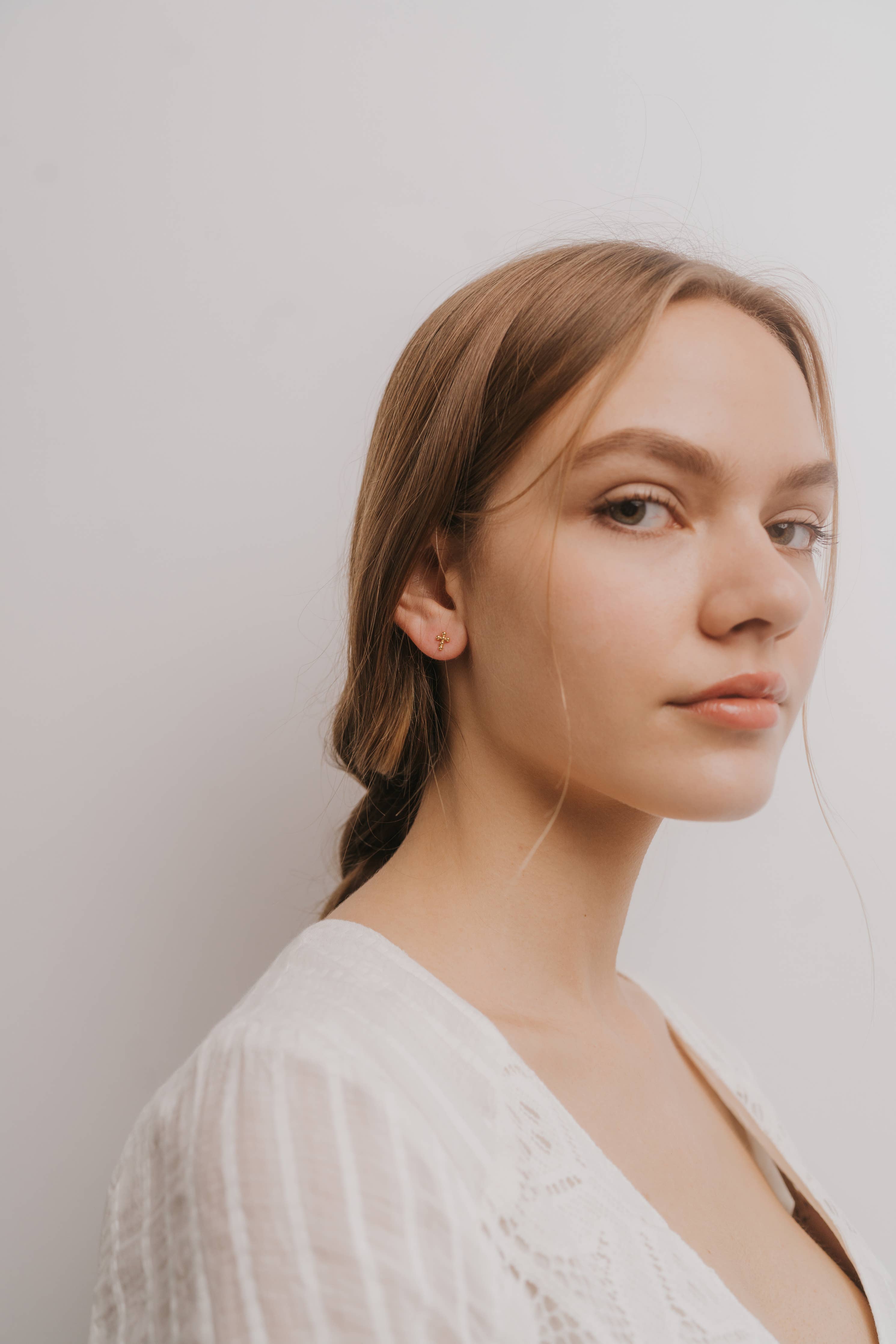 Stud - Cross - Gold Earrings