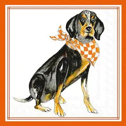 Coonhound with Orange Bandana Cocktail Napkin