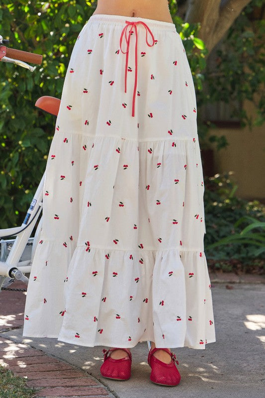 【関税込み】DES PHEMMES SKIRT WITH CHERRY EMBROIDERY Des Phemmes Cherry Sequined Midi Skirt | Neiman Marcus