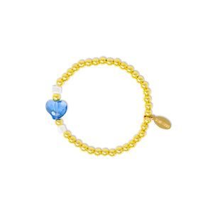 Stretchy Gold Bead Heart Birthstone Bracelets for Kids