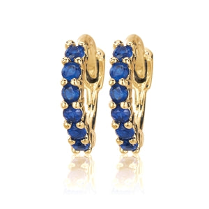 CAI | Gold Blue Single Dangle Stone Huggie Earrings