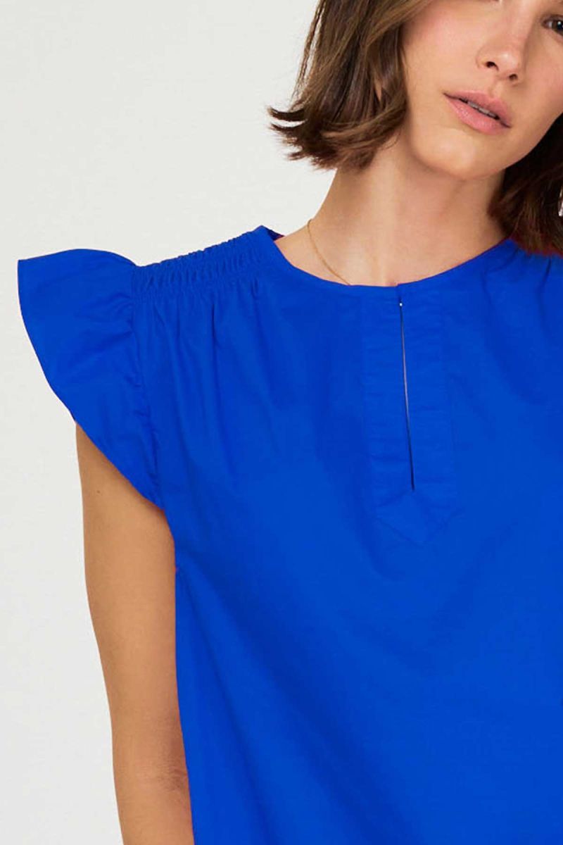 Blue Flutter Sleeve Top