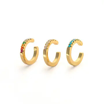 Rainbow Trio Cuff Earrings
