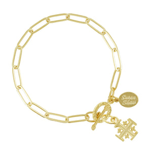 Susan Shaw | Paperclip Chain Bracelet w/ Jerusalem Cross