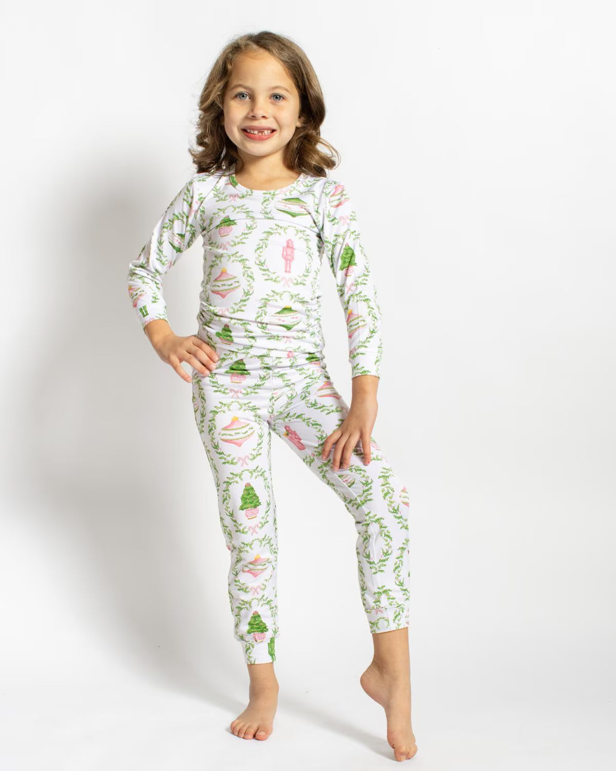 Nutcracker Trellis Kid's Long Sleeve Christmas Pajamas