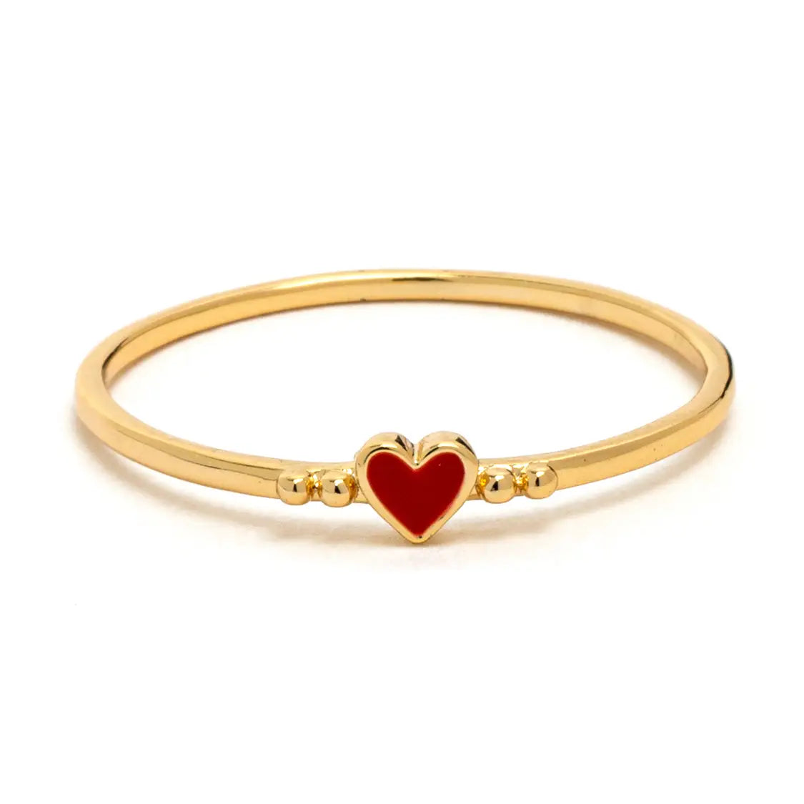 Gold Red Heart Ring