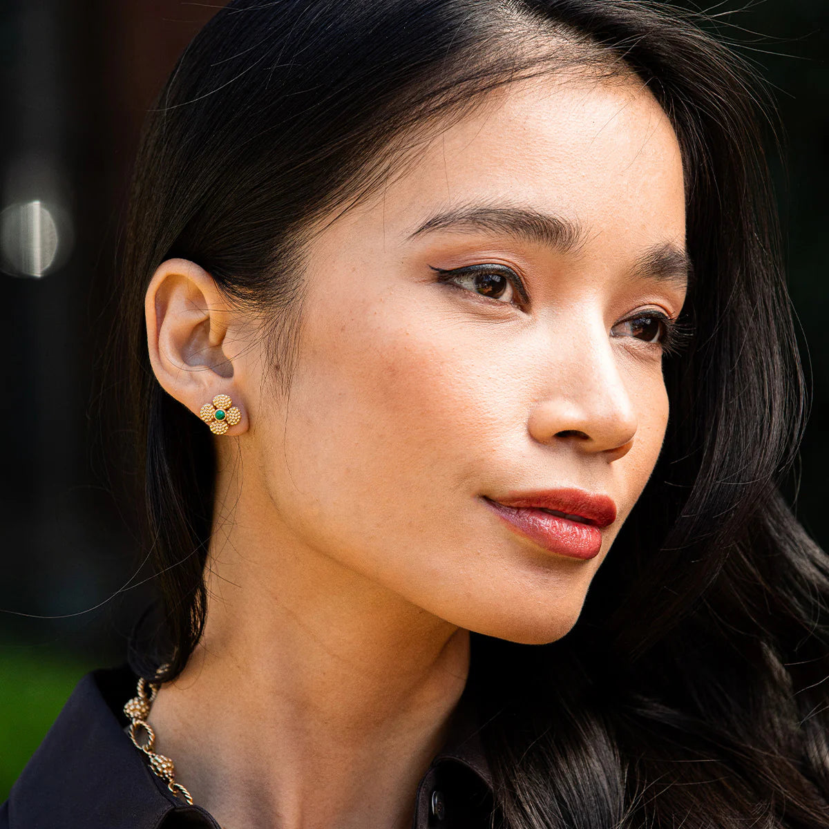 Berry Clover Convertible Duo Earrings - Malachite