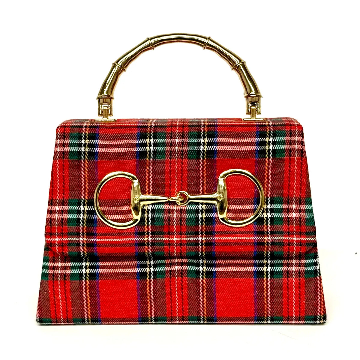 Red Plaid Lulu Bag with Gold Handle