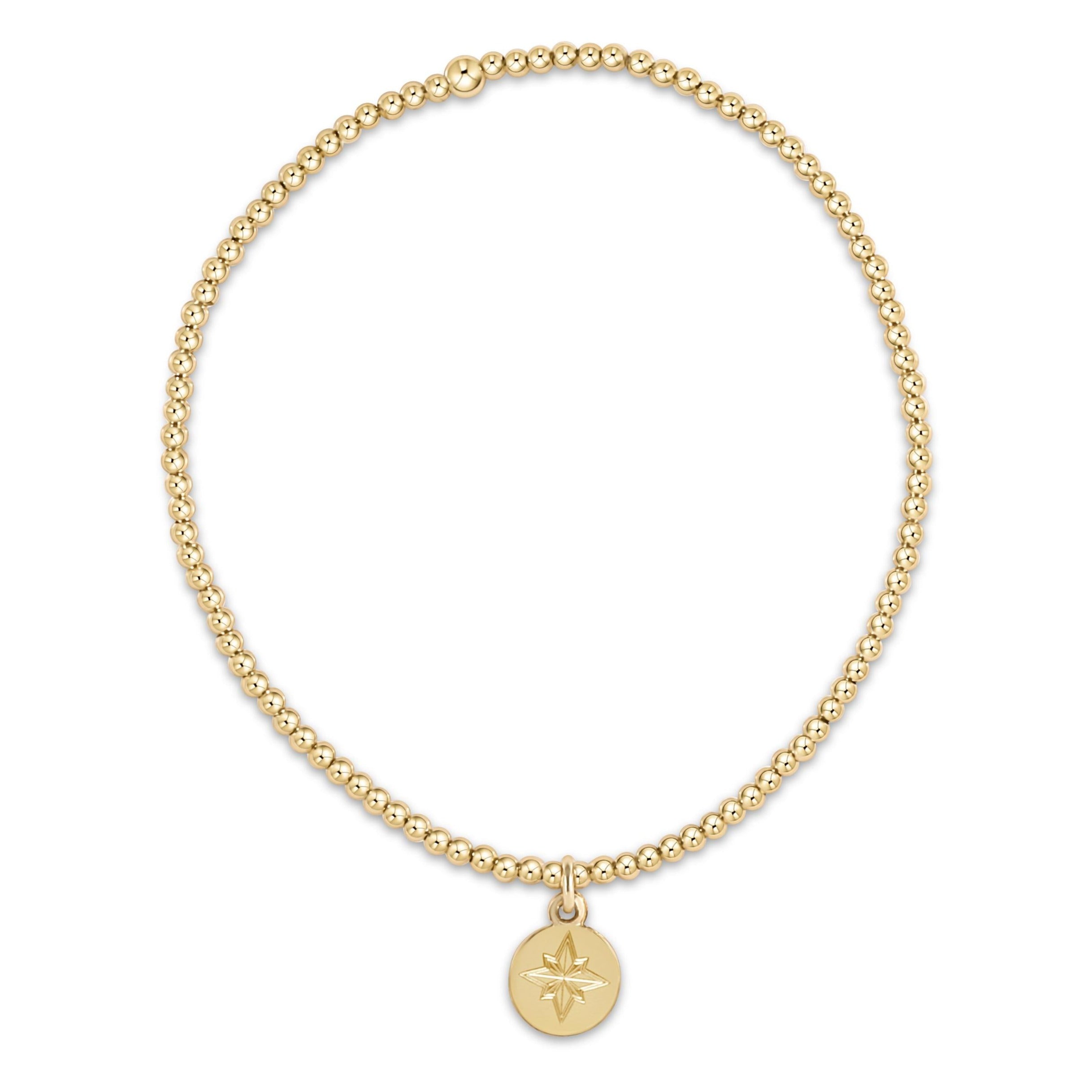 eNewton | Classic Gold 2mm Bead Bracelet - Direction Gold Disc
