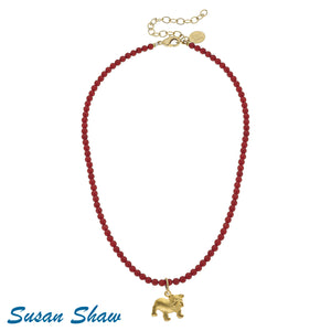Susan Shaw | Mini Bulldog on Red Coral Alys Necklace