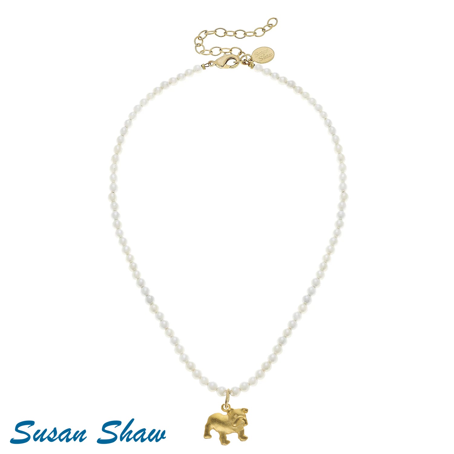 Susan Shaw | Mini Bulldog on Pearl Alys Chain