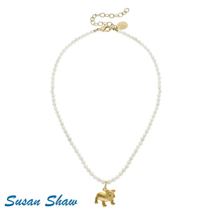 Susan Shaw | Mini Bulldog on Pearl Alys Chain